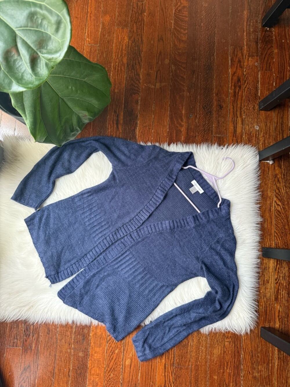 Navy Blue Sweater Open Cardigan